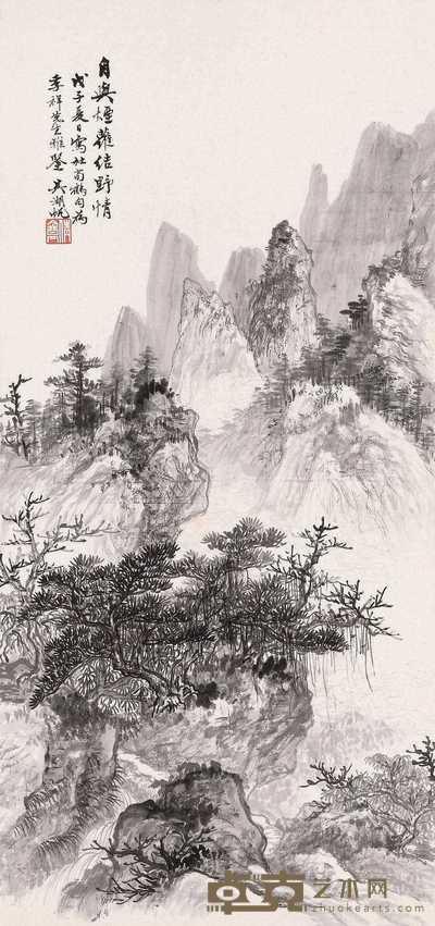 吴湖帆 1948年作 疏林清泉 镜心 76×35.5cm